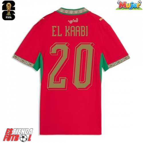 Marruecos Ayoub El Kaabi #20 Primera Equipación Mujer Mundial 2026 Manga Corta